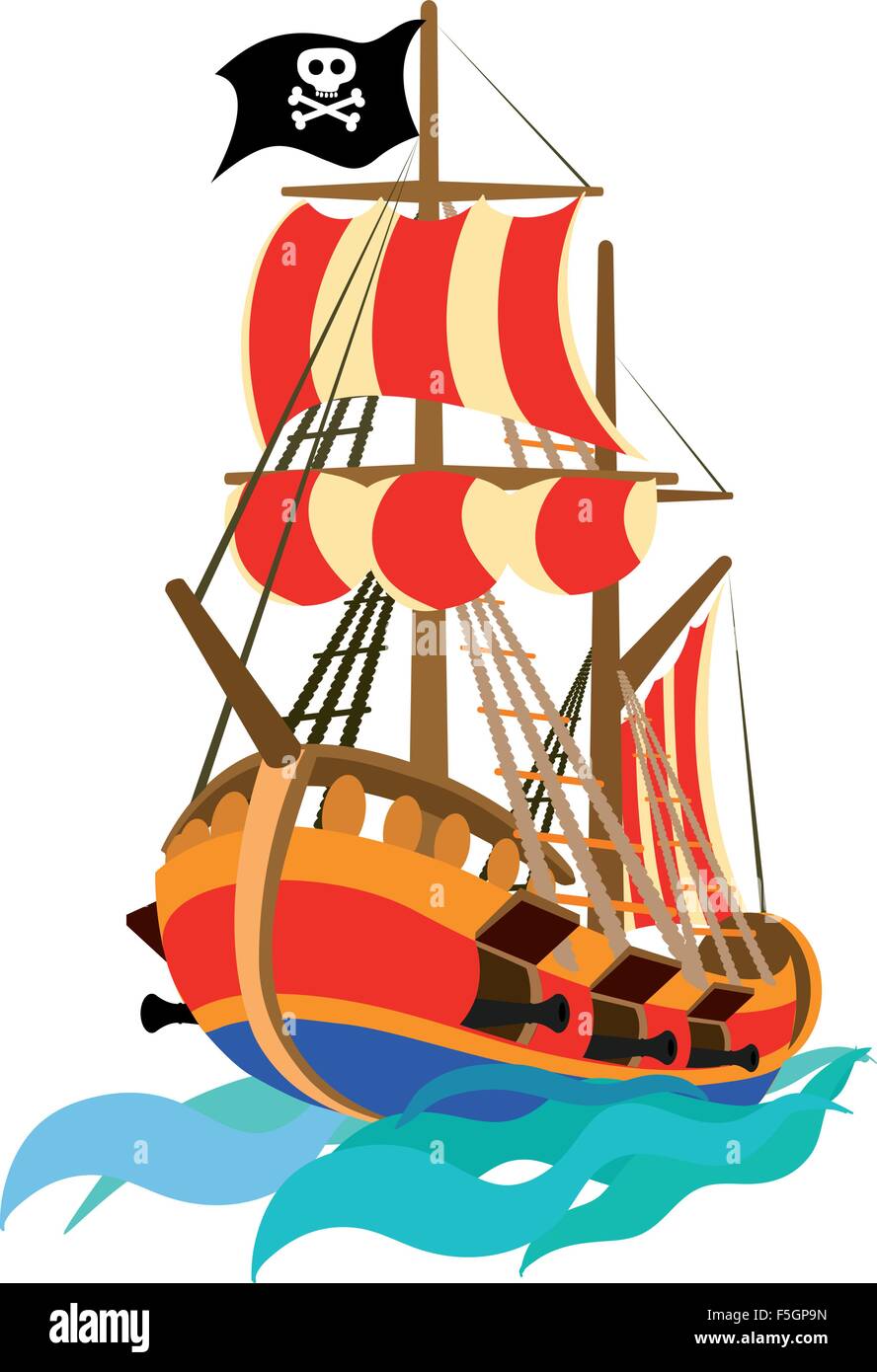 Pirate ship illustration hi-res stock photography and images - Alamy