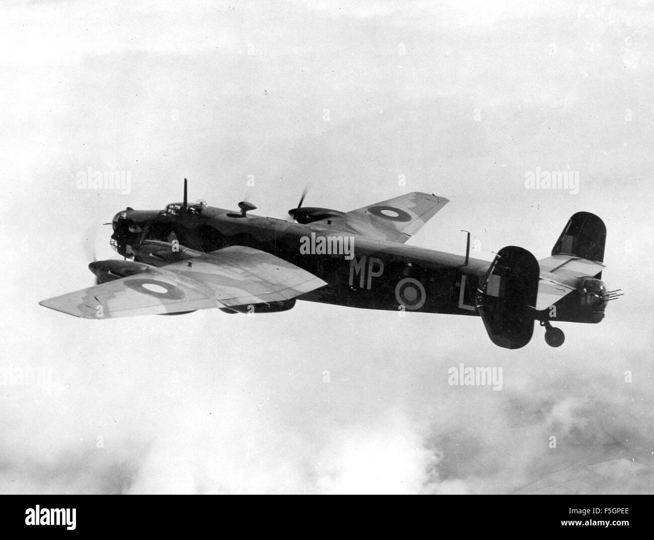 HALIFAX Mk 1 MP-L / L9530 of RAF 76 Squadron based at Middleton St. George in 1941. On it's fifth operation 12/13 August it was one of two 76 Squadron that failed to return from Berlin. Stock Photo