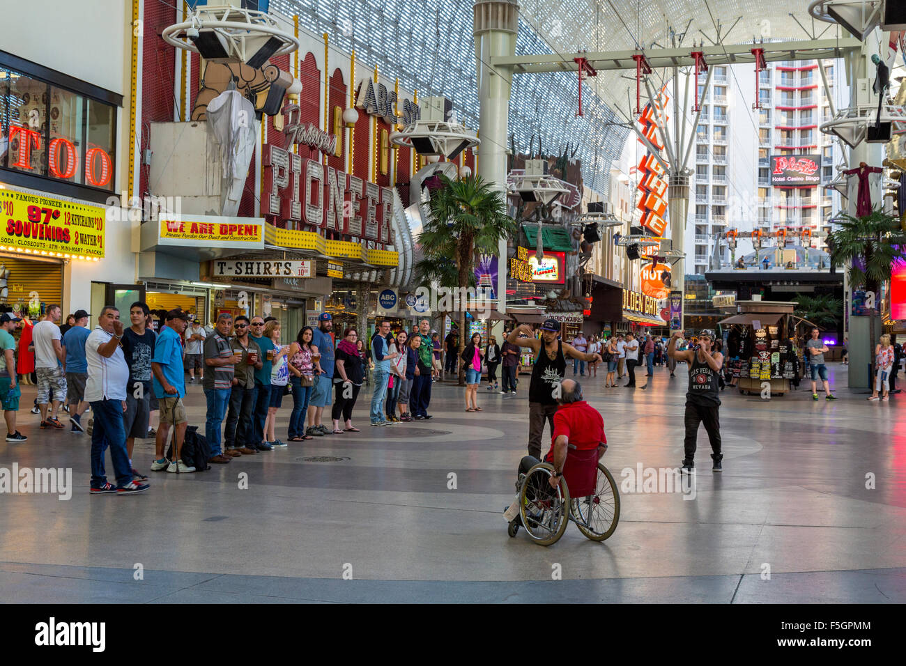 Las Vegas, Nevada. Fremont Street, Two Street Performers Beginning to