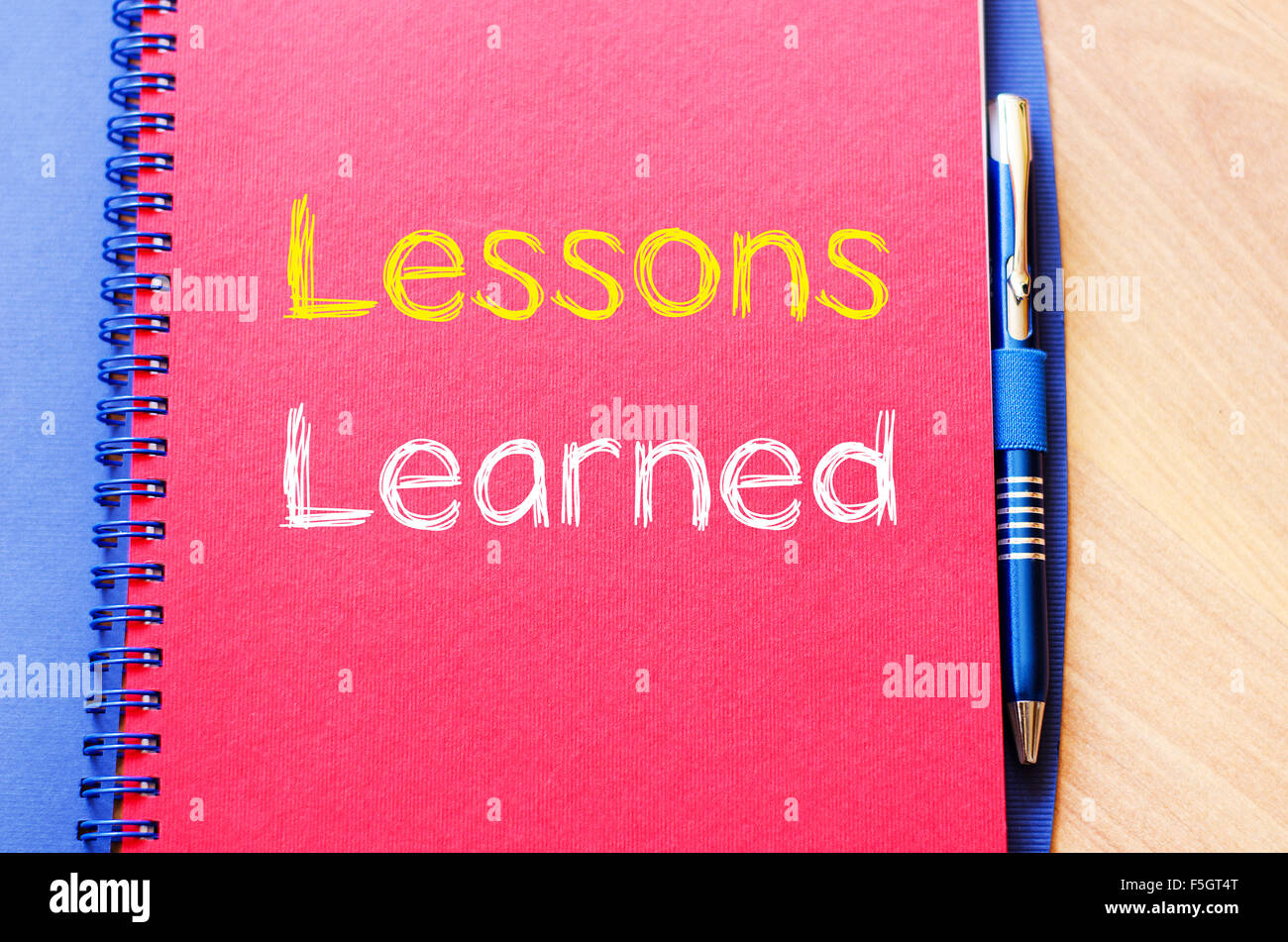 Lessons learned text concept write on notebook Stock Photo - Alamy