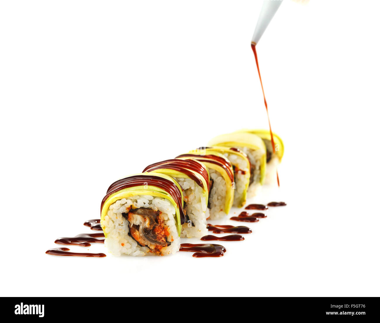 Sushi roll with fresh ingredients isolated Stock Photo - Alamy