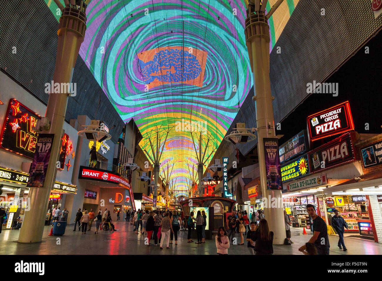 Las Vegas, Nevada.  Fremont Street Experience Light Show. Stock Photo