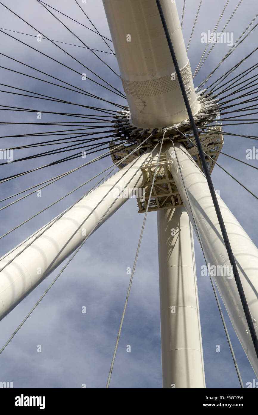 Las Vegas, Nevada.  Center Hub of the High Roller, World's Tallest Observation Wheel as of 2015. Stock Photo