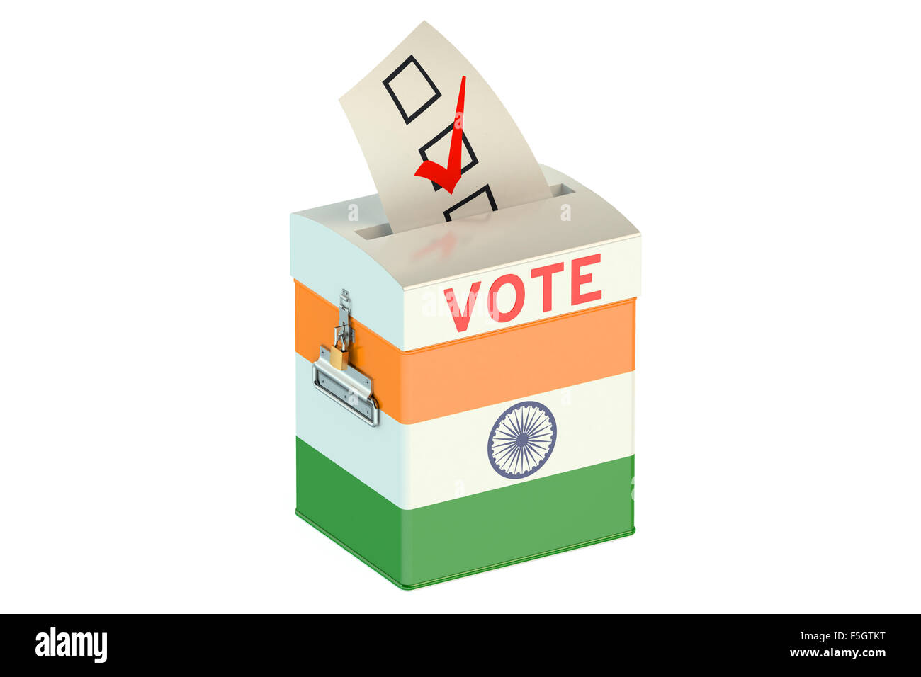 ballot box with flag of India isolated on white background Stock Photo