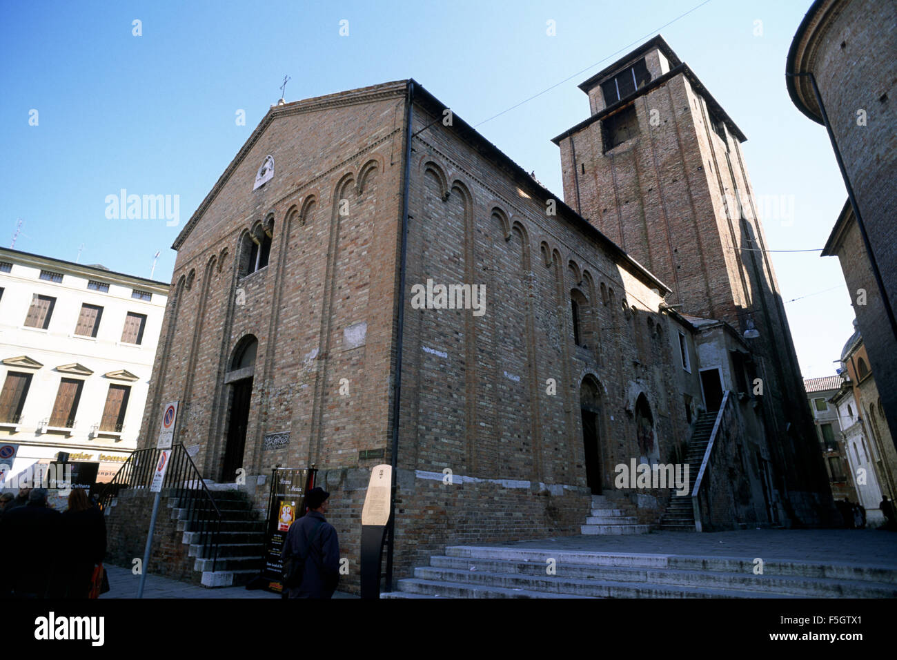 Italy, Veneto, Treviso, baptistery of San Giovanni Battista and duomo belltower Stock Photo