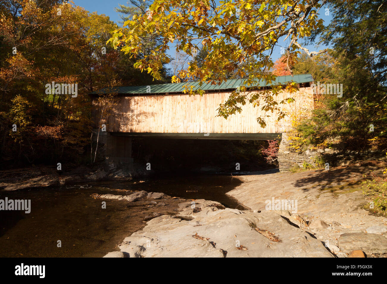 The covered bridge, or Kissing Bridge, Waterville, Vermont VT, New England USA Stock Photo