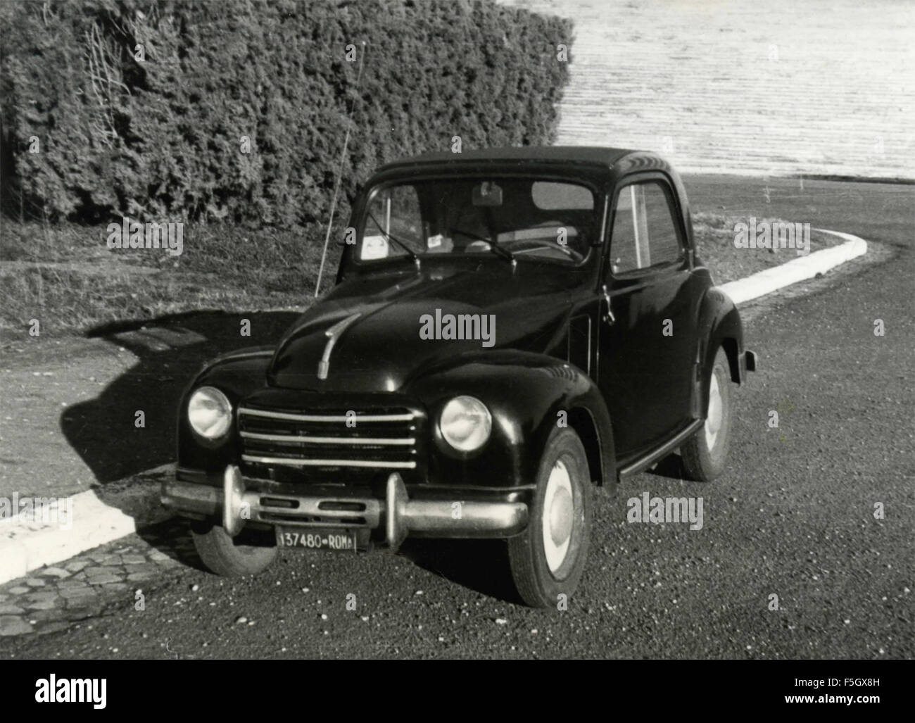 Black FIAT 500 Topolino , Italy Stock Photo