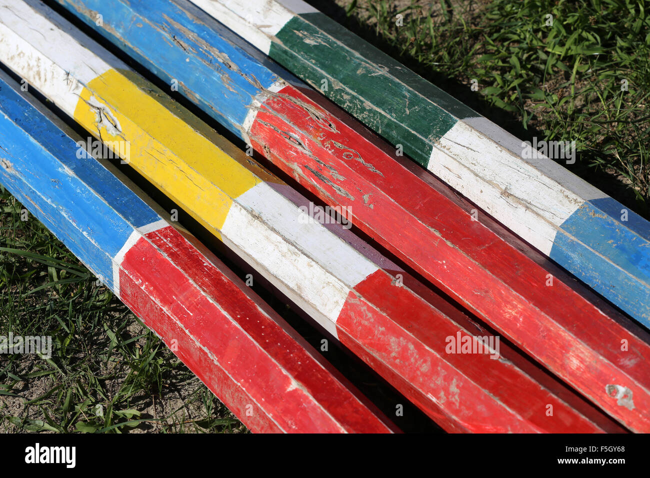 Equitation obstacles bars for horse jumping event Stock Photo Alamy