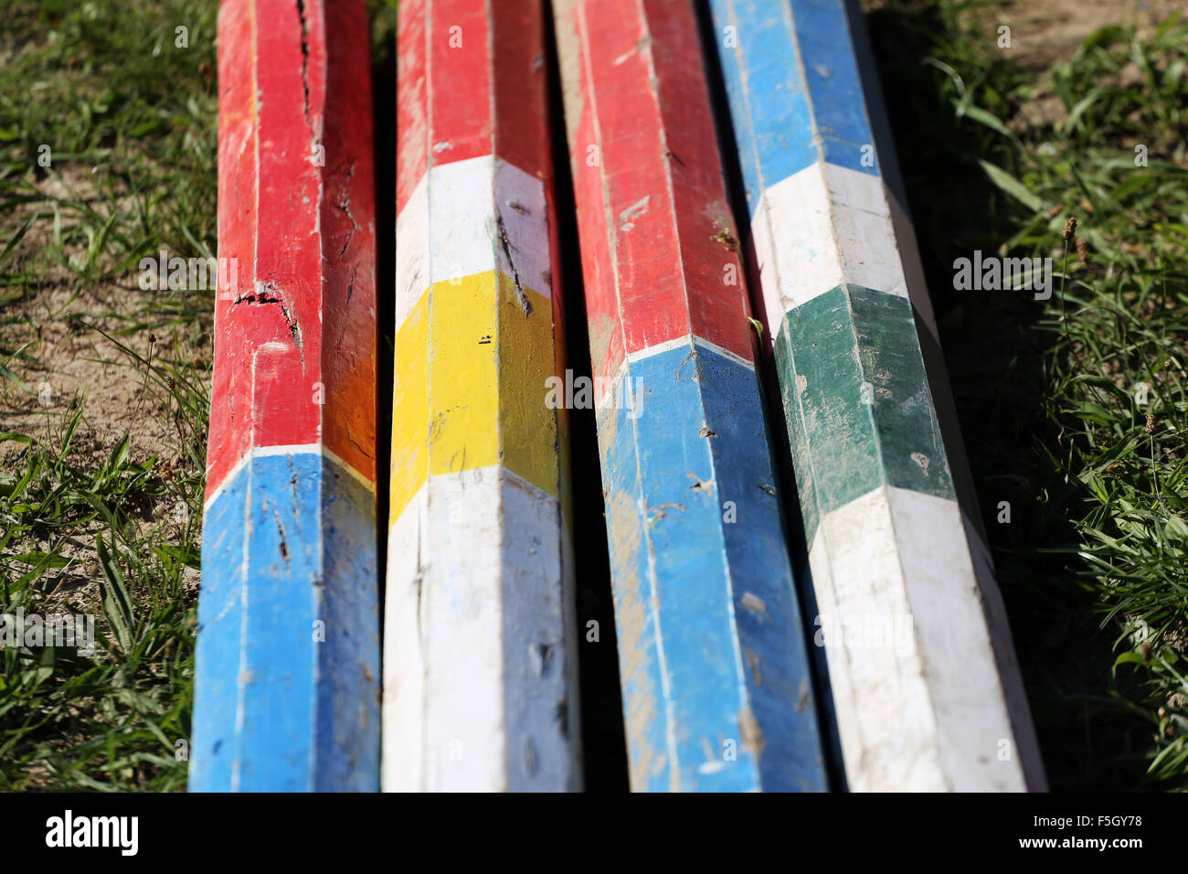 Equitation obstacles bars for horse jumping event Stock Photo Alamy