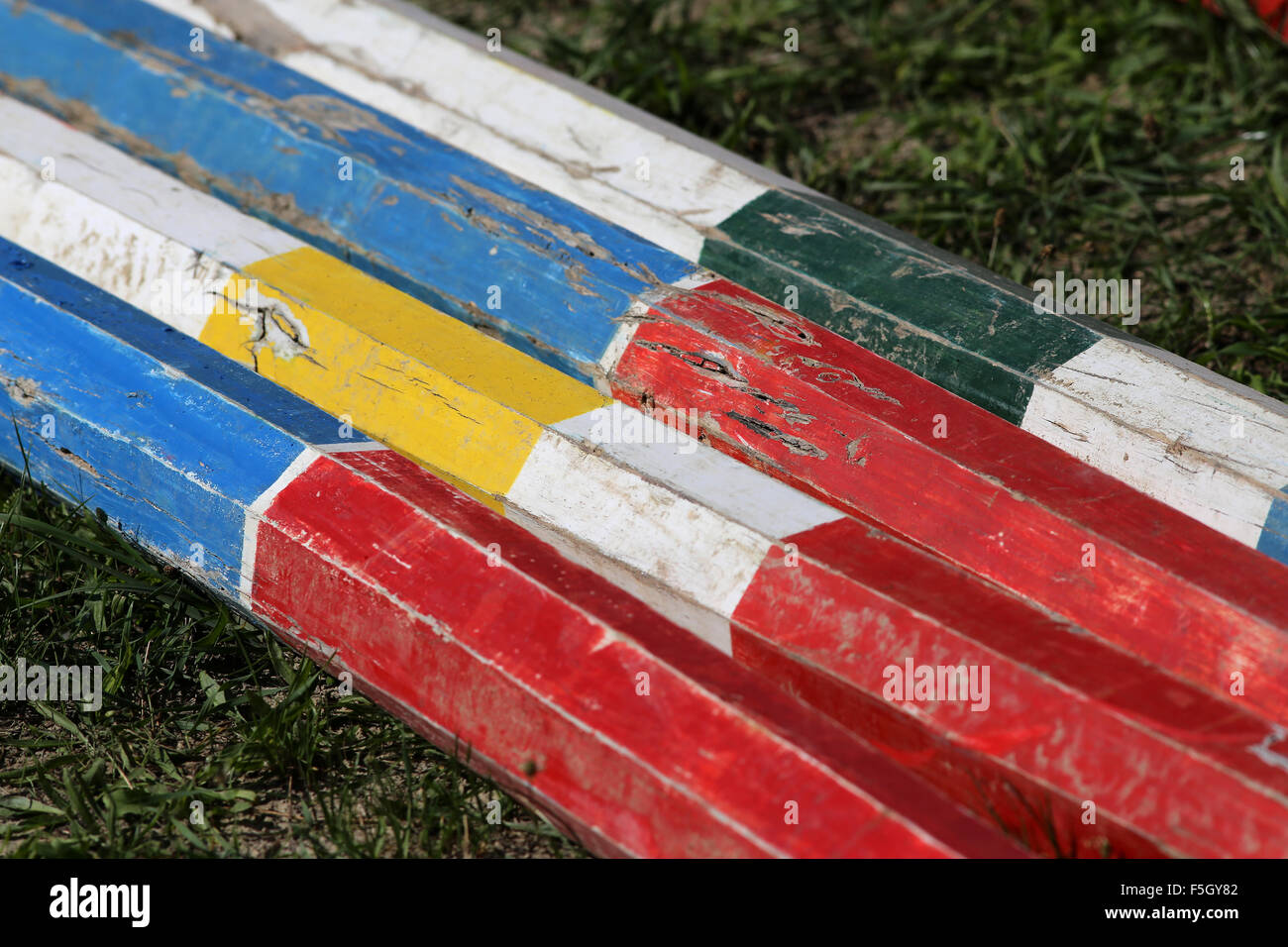 Equitation obstacles bars for horse jumping event Stock Photo Alamy