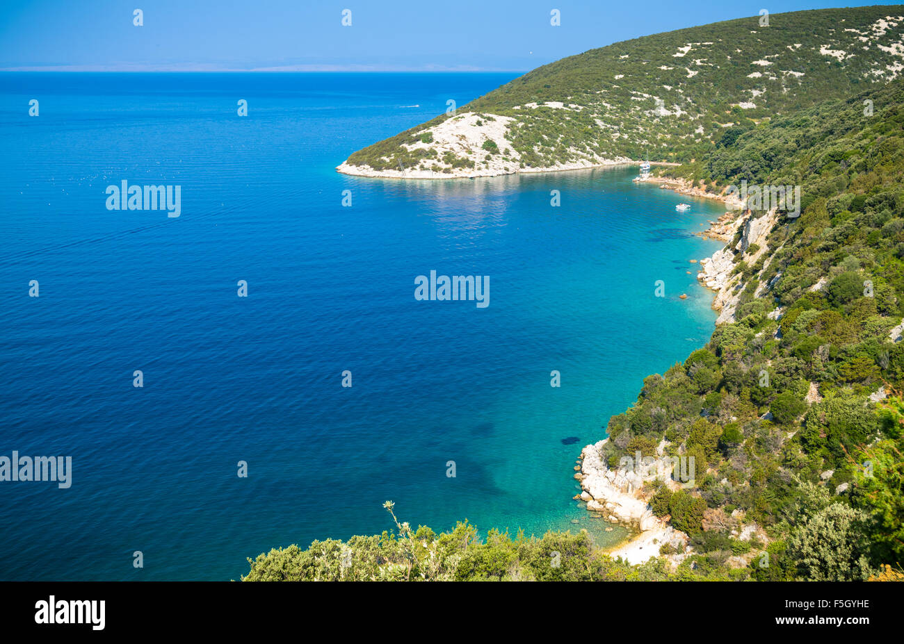 The pristine coastline and crystal clear water of the island of Rab ...