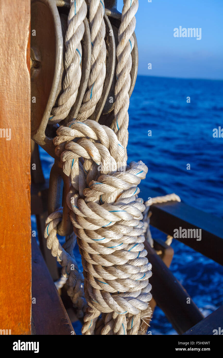 Sailing Boat Ropes with Knot Stock Photo Alamy