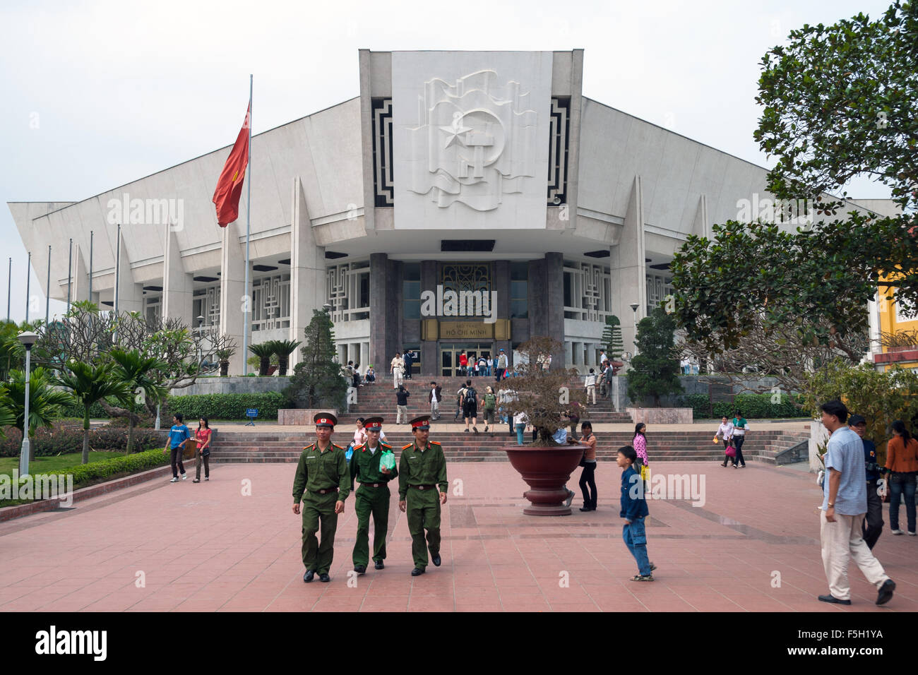 Unidentified local people and tourists visit the Ho Chi Minh Museum on January 13, 2008 in Hanoi, Vietnam. Stock Photo