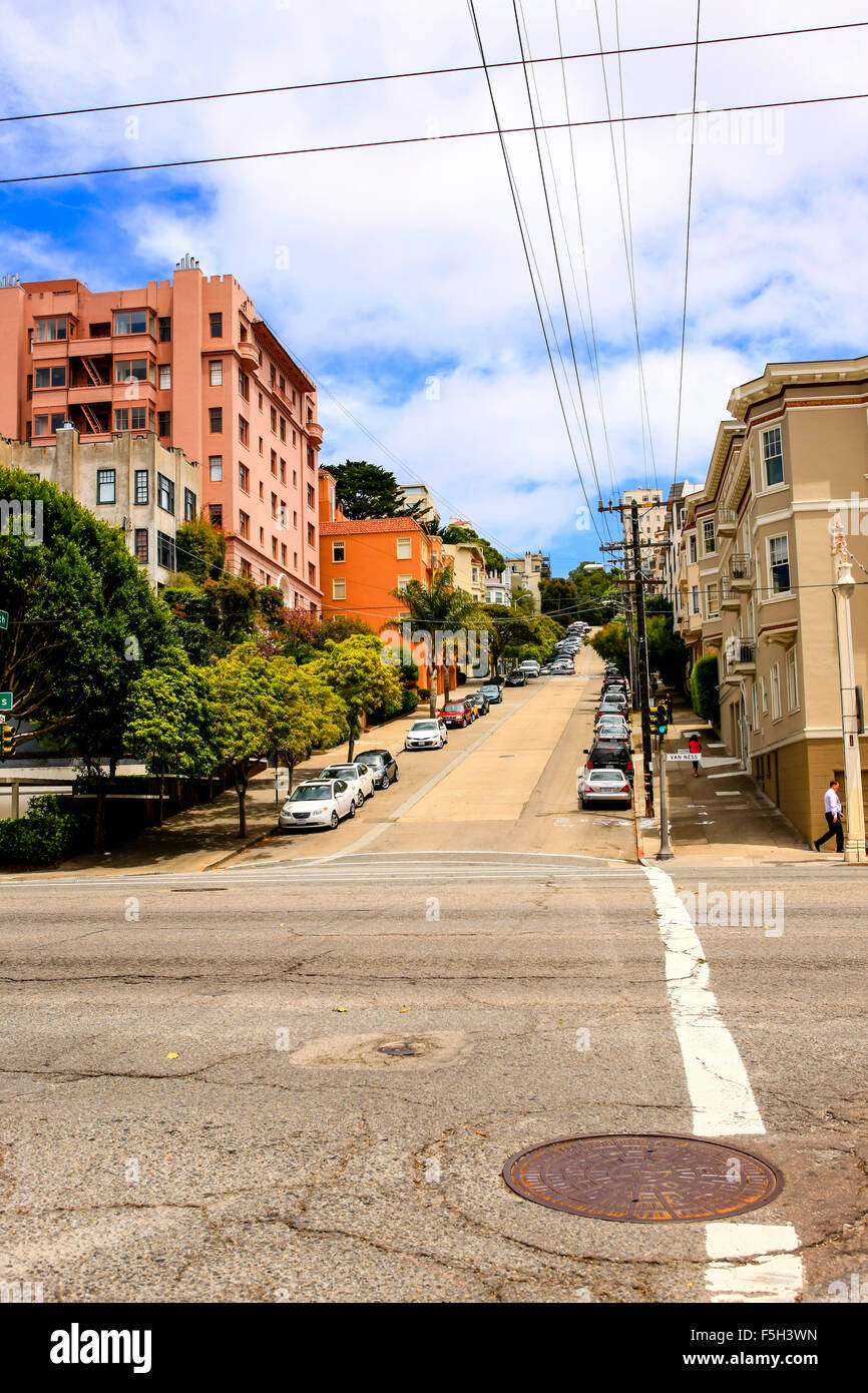 Van Ness Ave and Greenwich in downtown San Francisco California Stock Photo