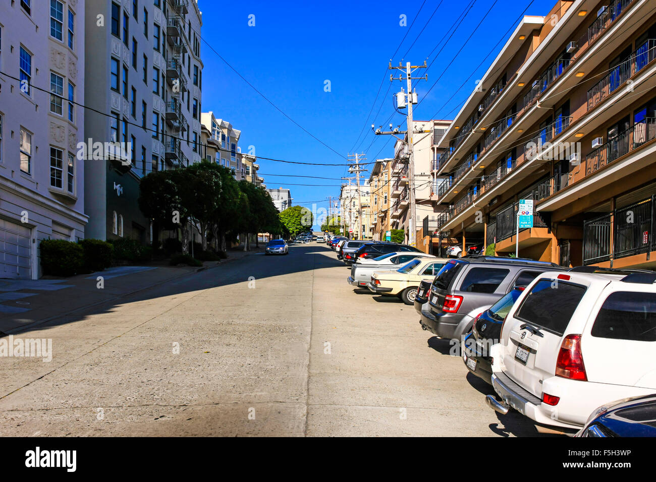 Van Ness Ave and Greenwich in downtown San Francisco California Stock Photo