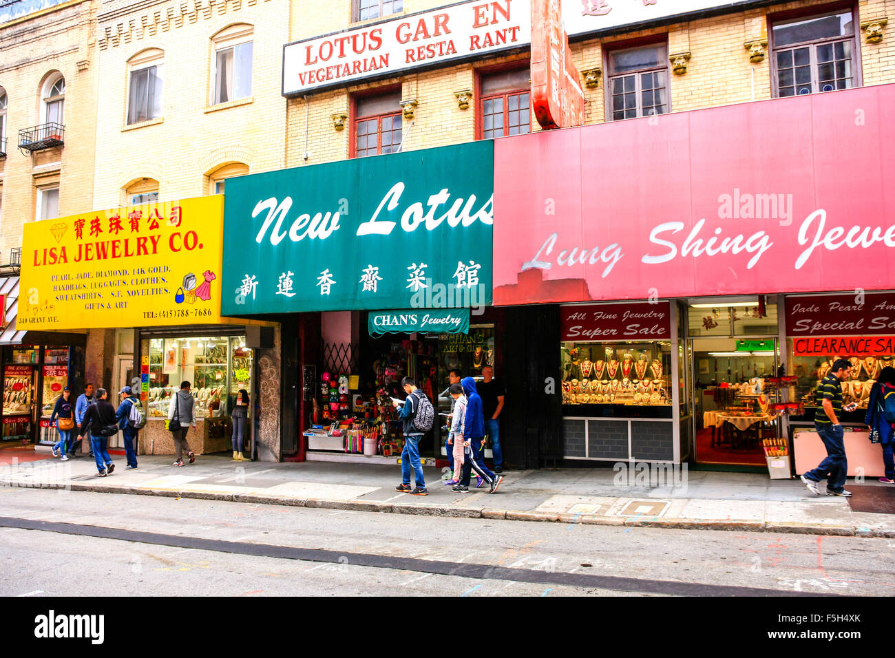 Shops on and around Grant and Washington Streets in Chinatown in San