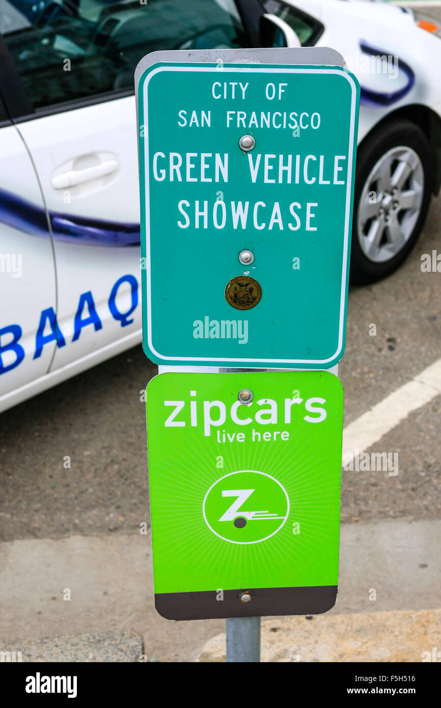 Green Vehicle charging stations opposite the City Hall in San Francisco