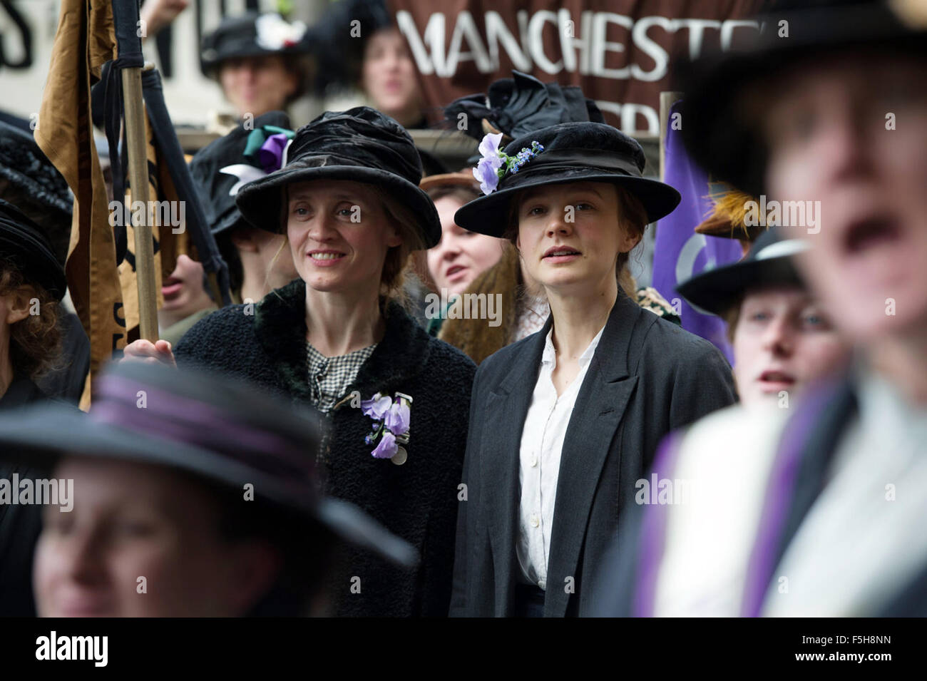 Suffragette is a 2015 British historical period drama directed by Sarah Gavron and written by Abi Morgan.  This photograph is for editorial use only and is the copyright of the film company and/or the photographer assigned by the film or production company and can only be reproduced by publications in conjunction with the promotion of the above Film. A Mandatory Credit to the film company is required. The Photographer should also be credited when known. Stock Photo