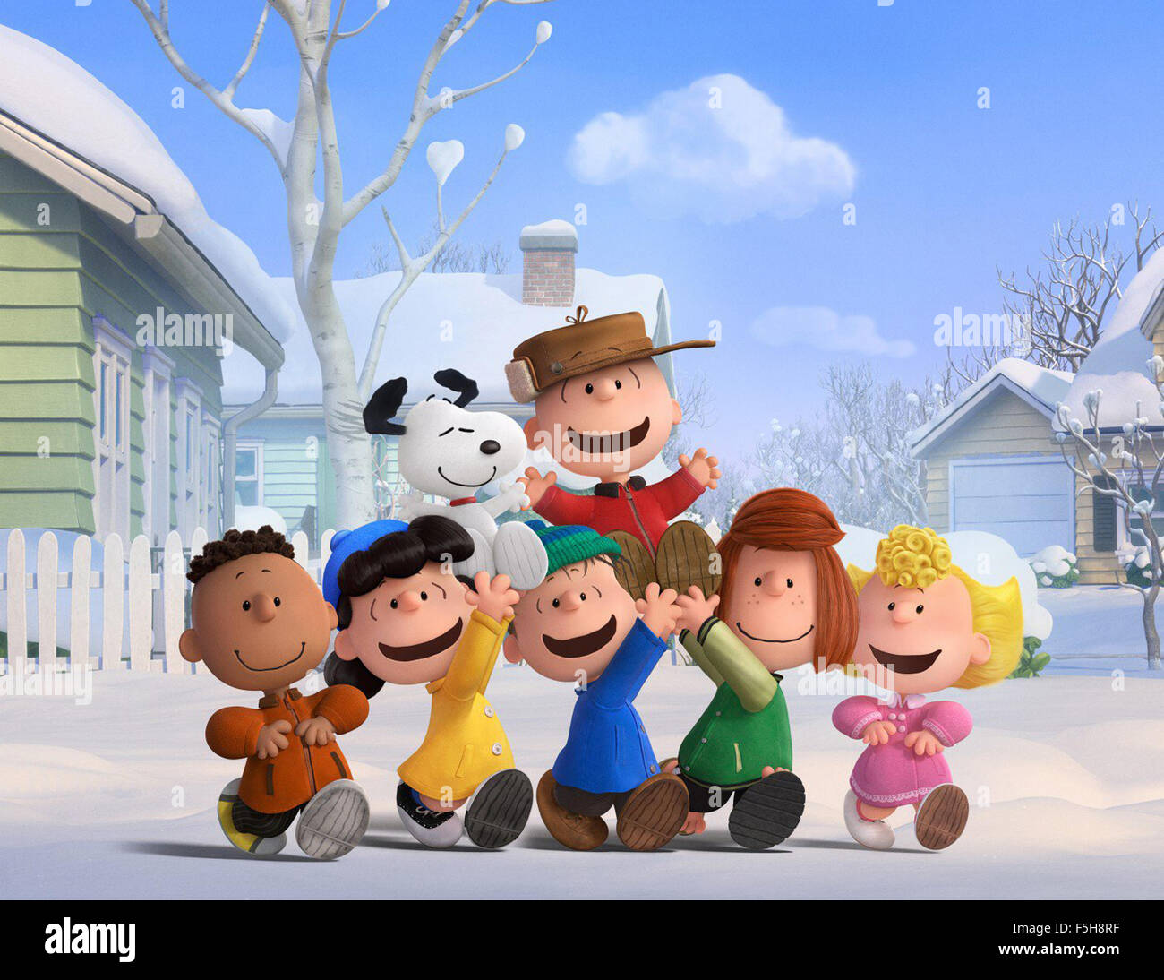 The Peanuts Movie, also known as Snoopy and Charlie Brown: The Peanuts Movie, is a 2015 American 3D computer-animated comedy film produced by Blue Sky Studios and distributed by 20th Century Fox based on Charles M. Schulz's comic strip Peanuts.  This photograph is for editorial use only and is the copyright of the film company and/or the photographer assigned by the film or production company and can only be reproduced by publications in conjunction with the promotion of the above Film. A Mandatory Credit to the film company is required. The Photographer should also be credited when known. Stock Photo