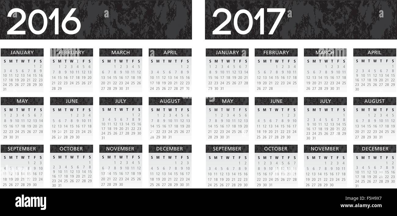 textured black calendar 2016-2017 vector Stock Vector