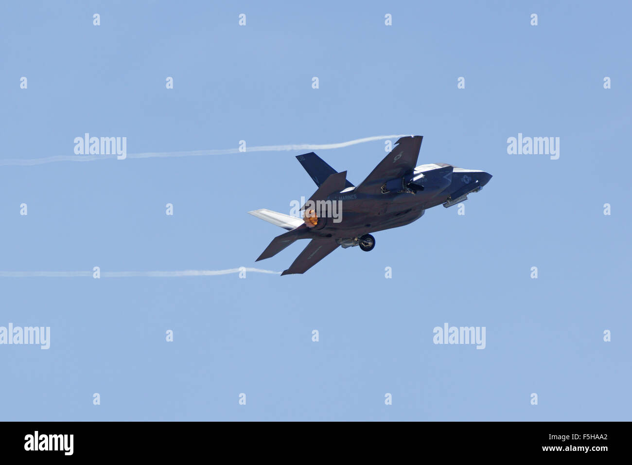 Airplane Marines F35 Lightning stealth jet flying at the 2015 Miramar