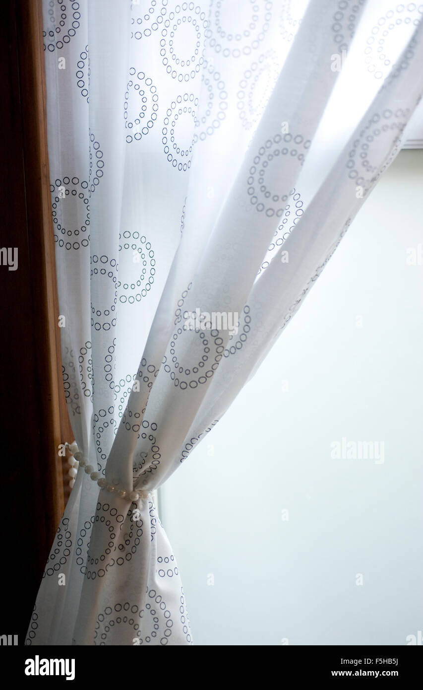 White curtains with circle patterns Stock Photo