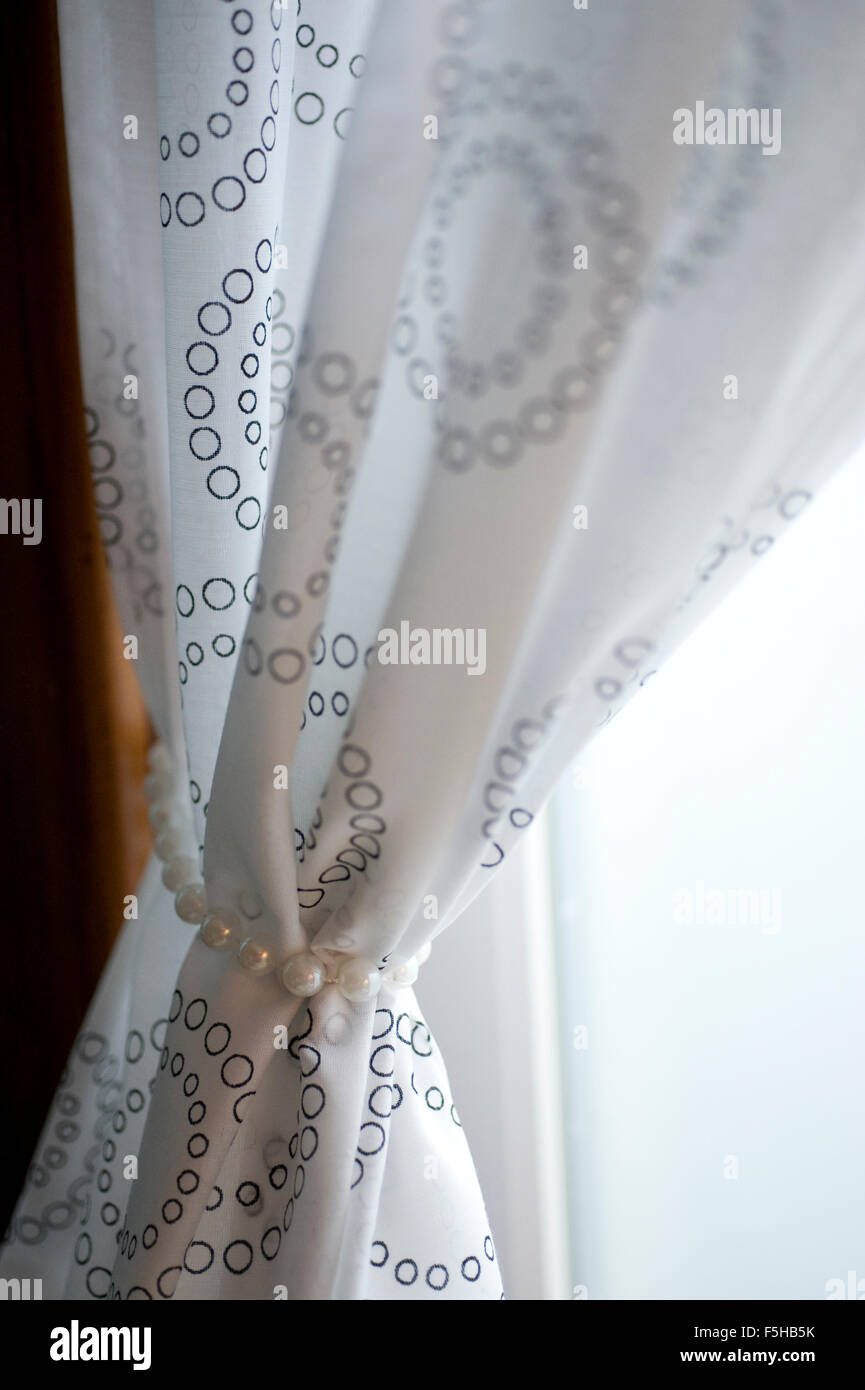 White curtains with circle patterns Stock Photo
