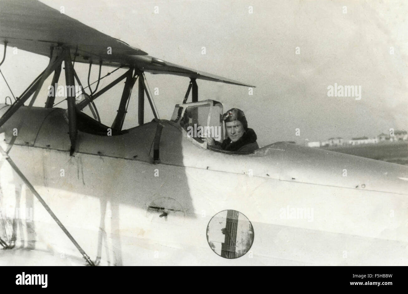Plane with pennant of fascism, Italy Stock Photo