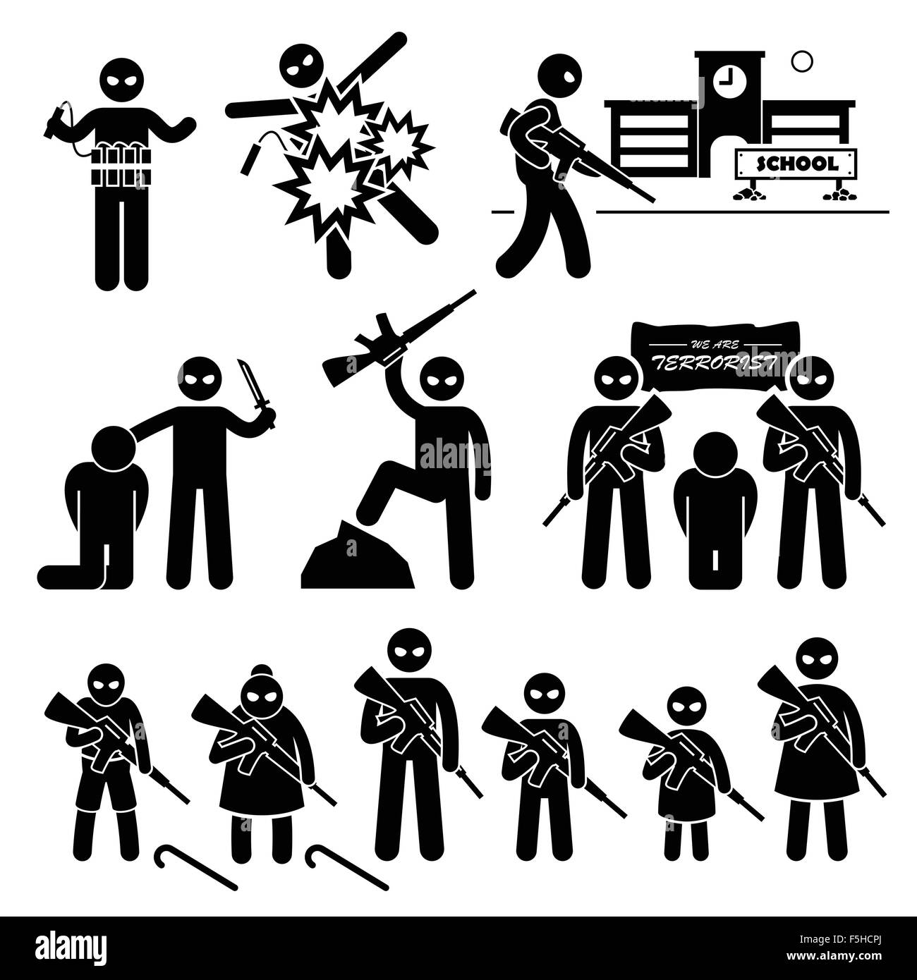 Terrorist Terrorism Suicide Bomber Stick Figure Pictogram Icons Stock  Vector Image & Art - Alamy
