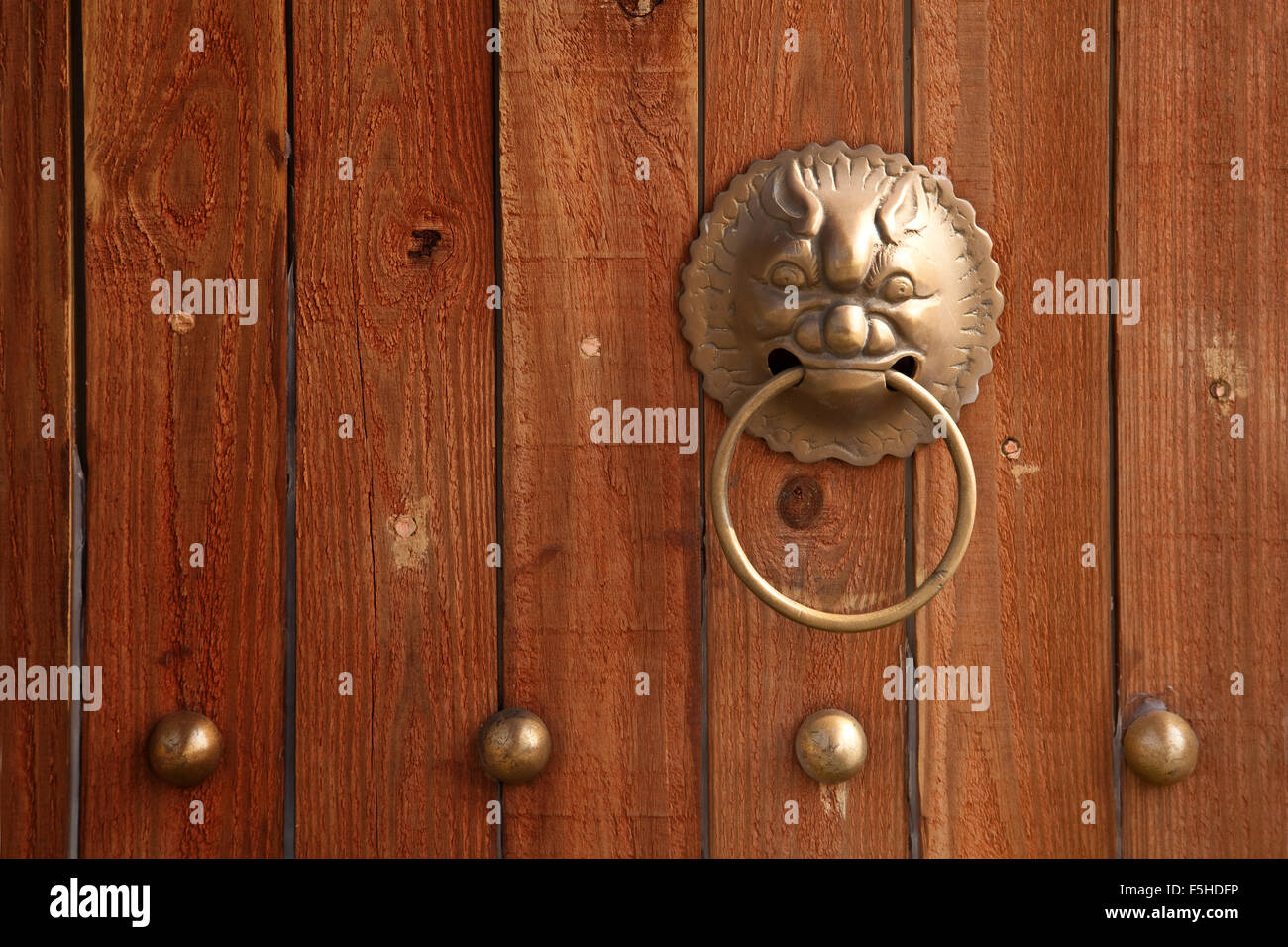 Chinese lion door knob Stock Photo