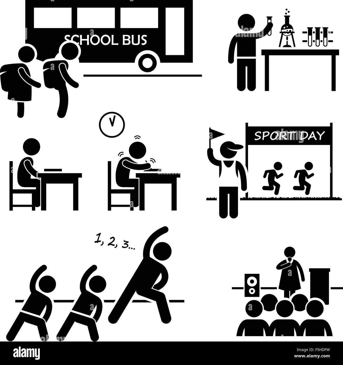School Activity Event for Student Stick Figure Pictogram Icon Clipart Stock Vector