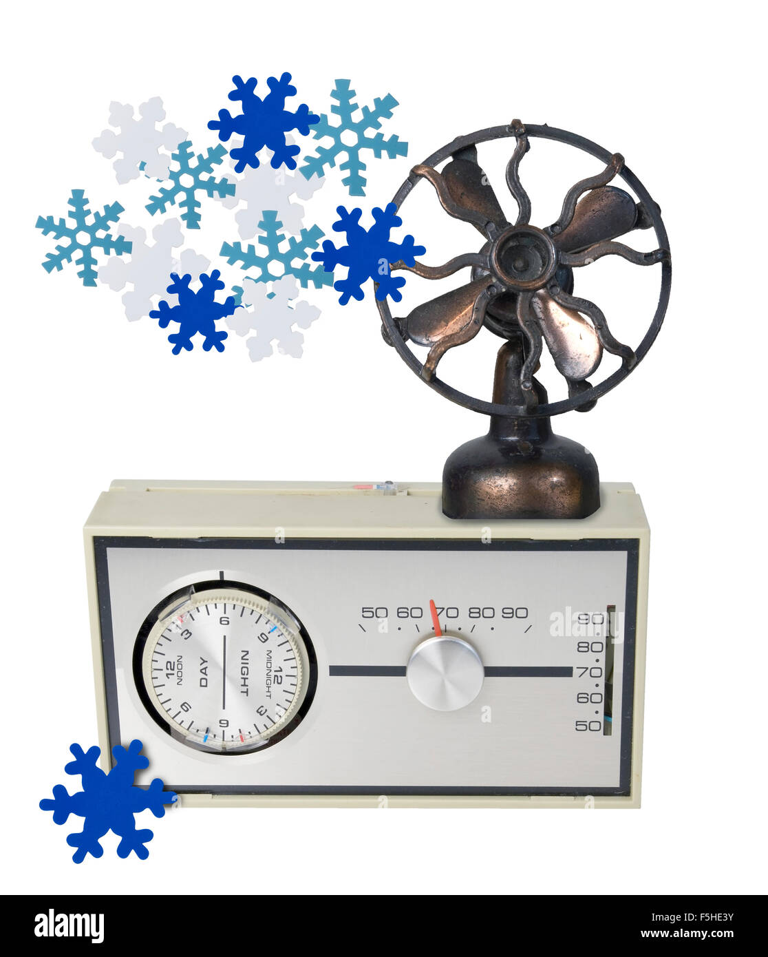 Thermostat Furnace dial with Fan and Snowflakes - path included Stock Photo