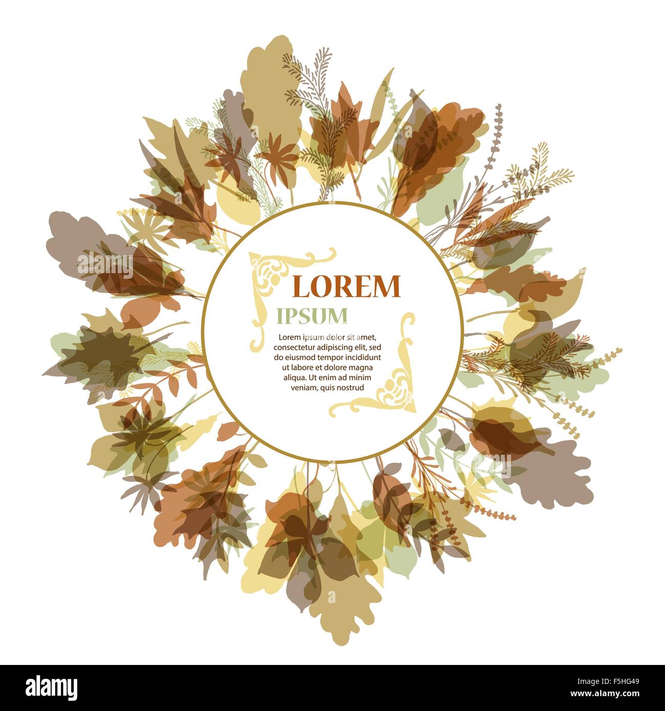 Autumnal round frame. Wreath of autumn leaves Stock Vector Image & Art ...