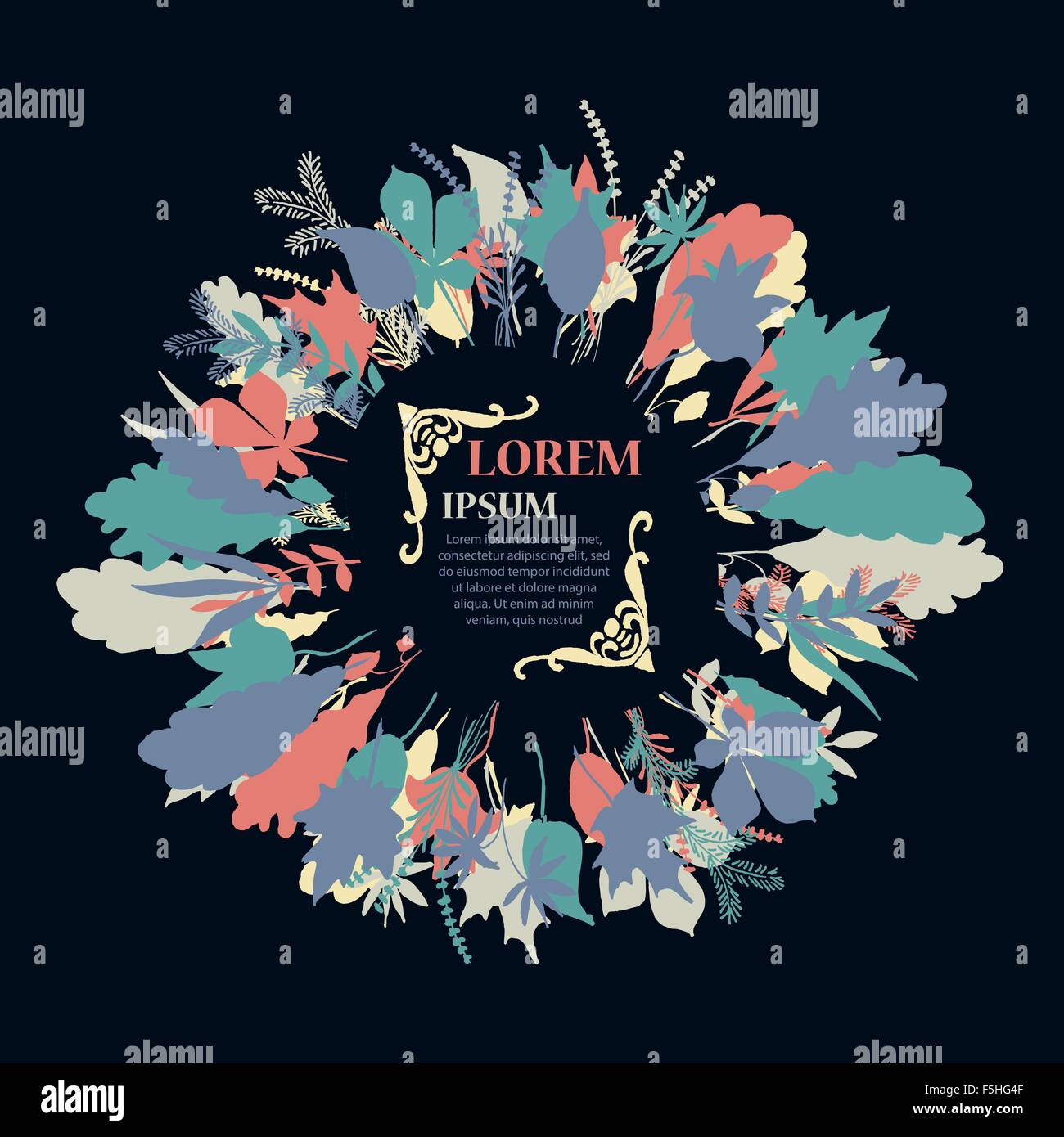 Autumnal round frame. Wreath of autumn leaves Stock Vector Image & Art ...