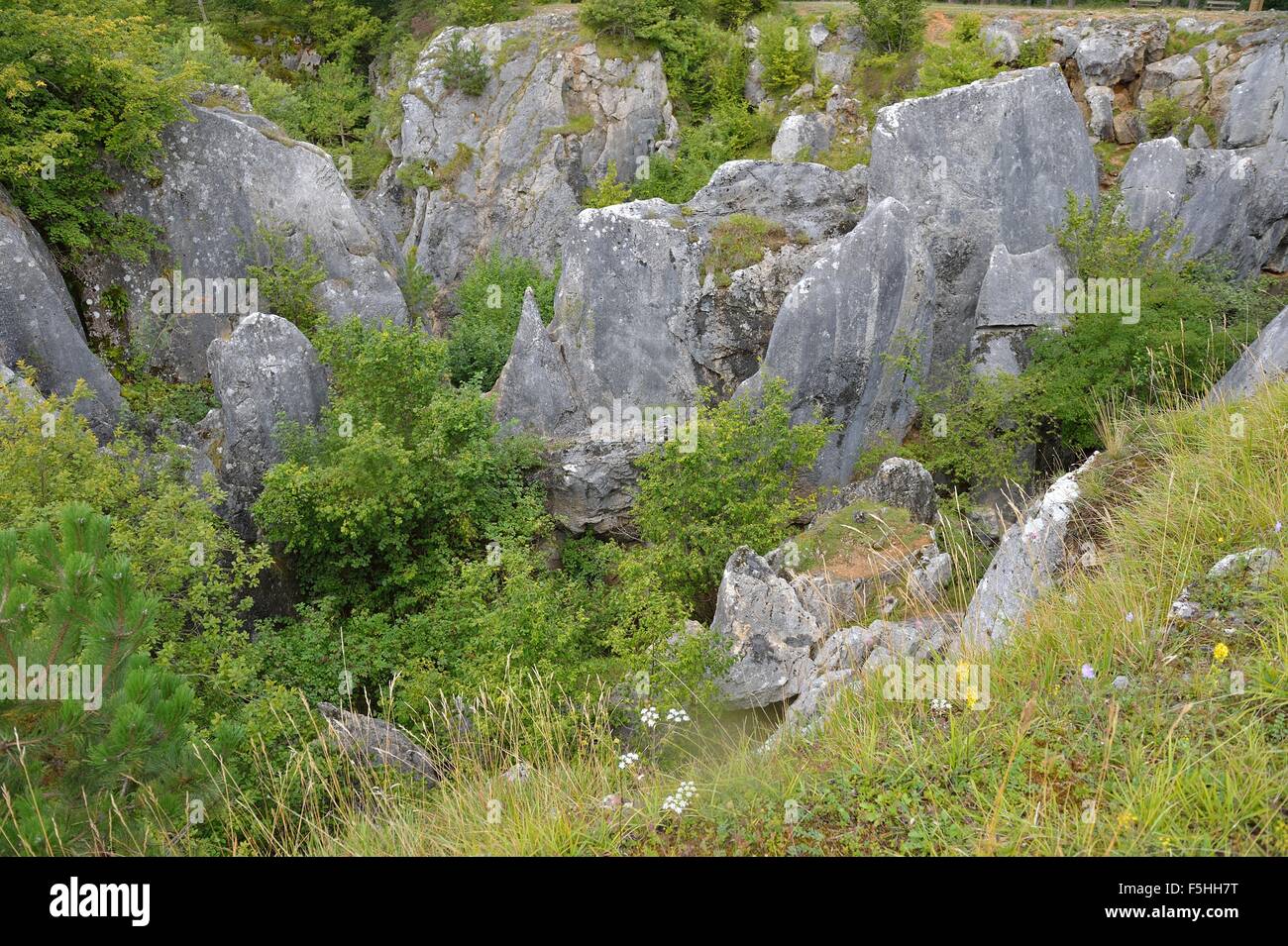 The Fondry des chiens (Pits of the dogs) strange geologic site with close connections to karst development. Stock Photo