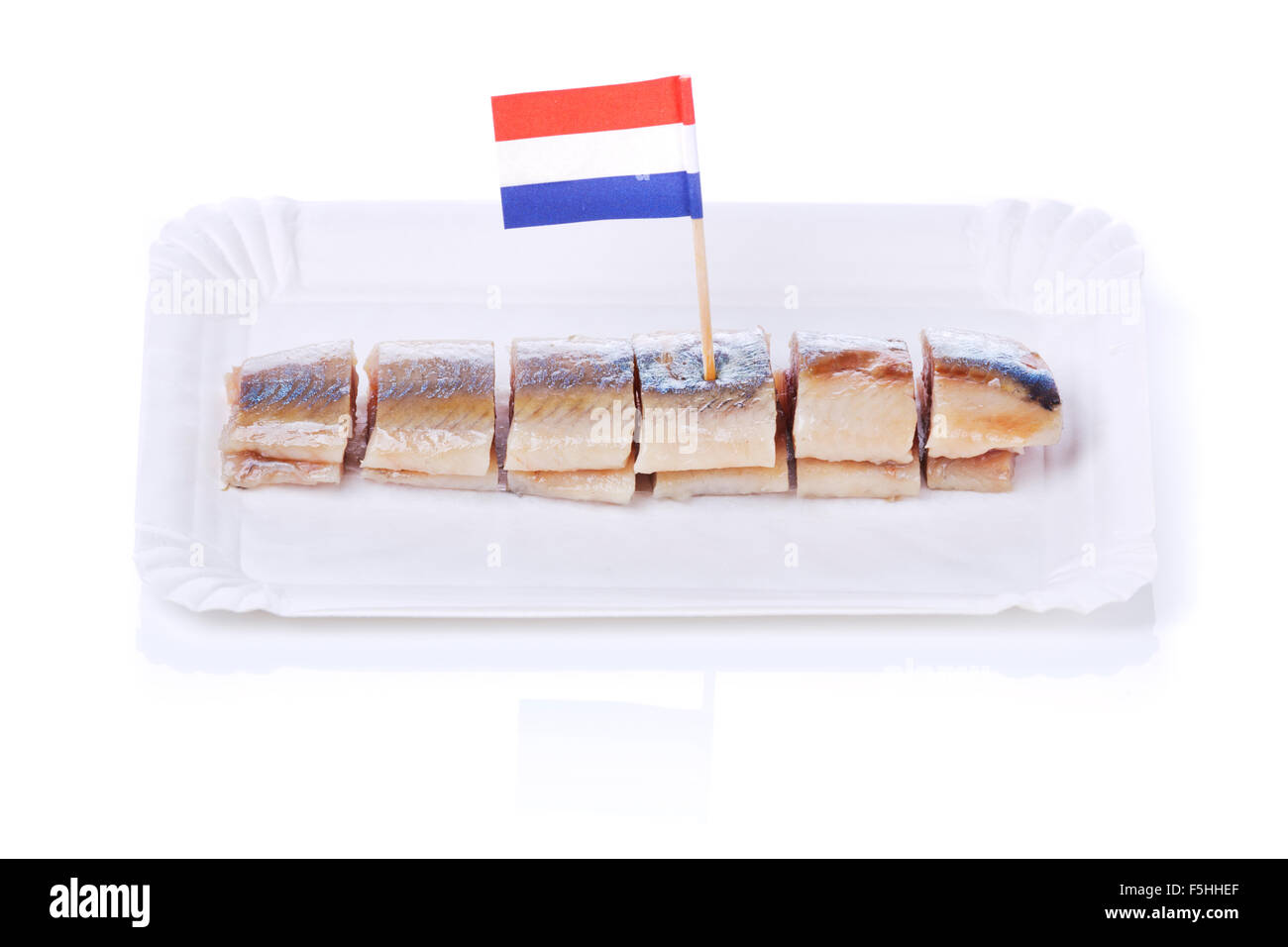 Dutch herring isolated on white. A traditional Dutch delicacy, with peak season at the end of