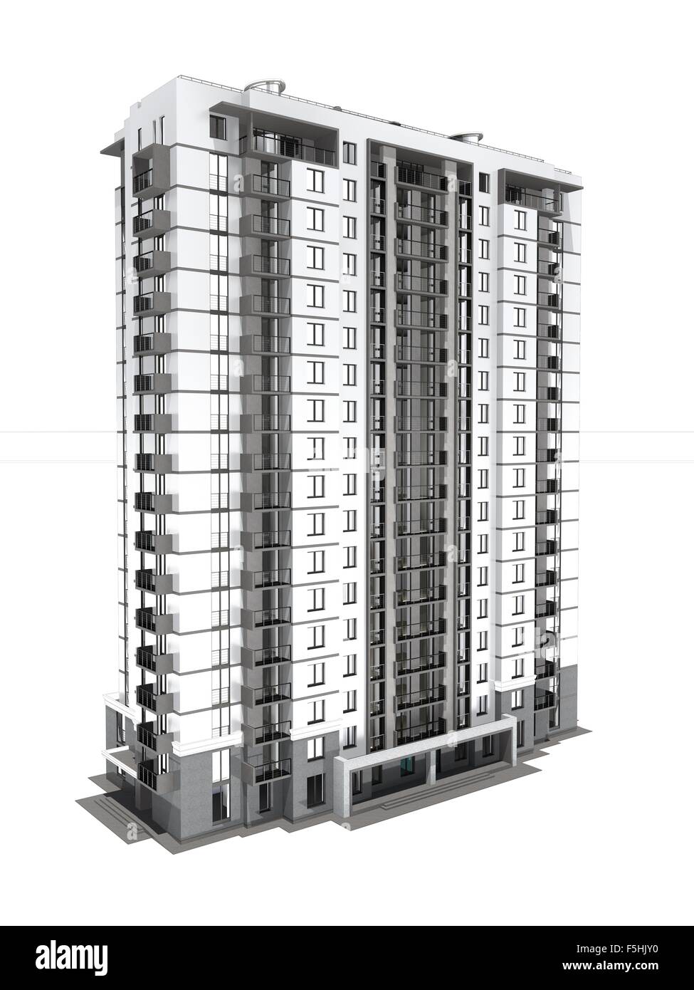 Visualization of modern multi-storey residential building Stock Photo