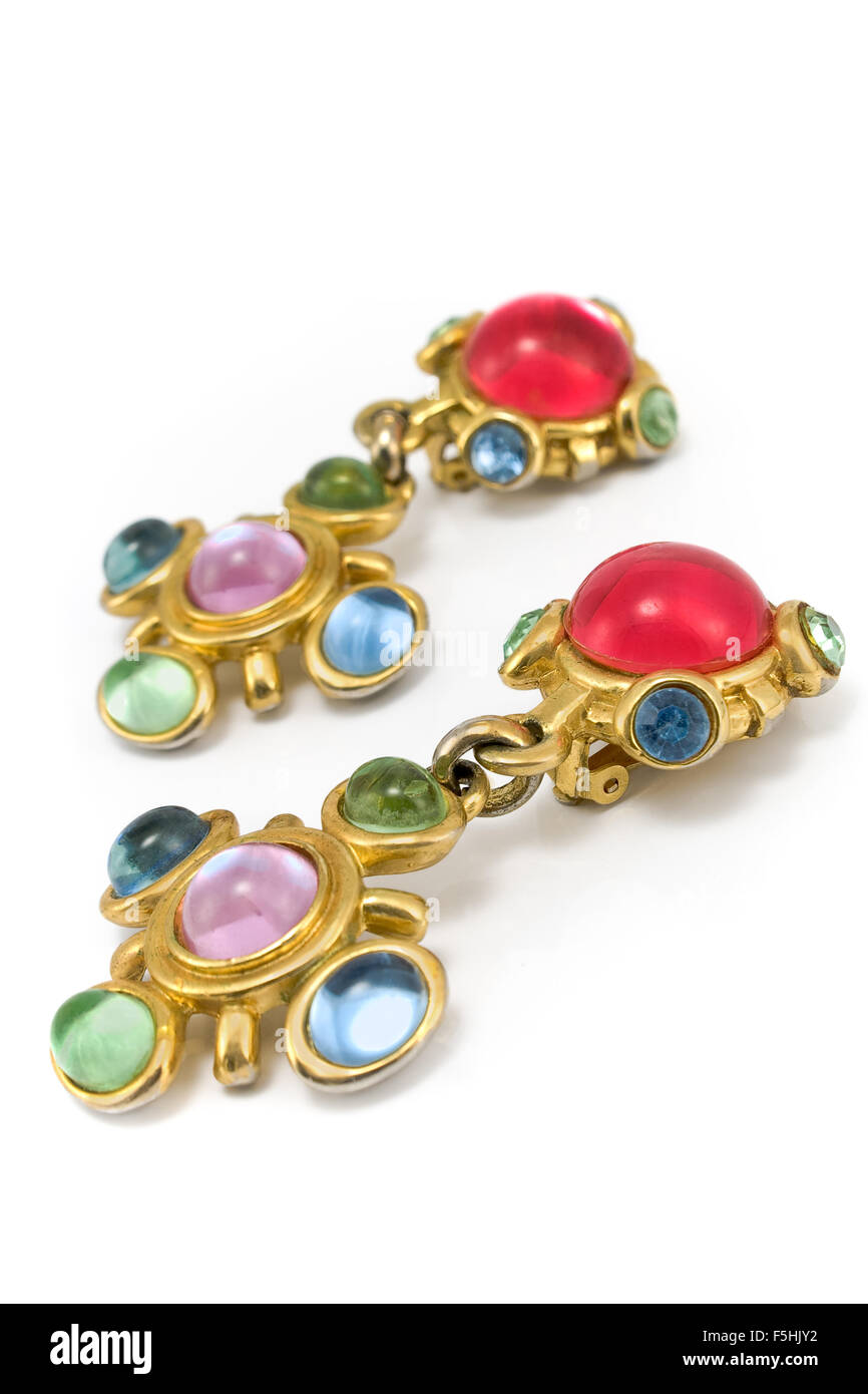 Earring with gems isolated on Stock Photo