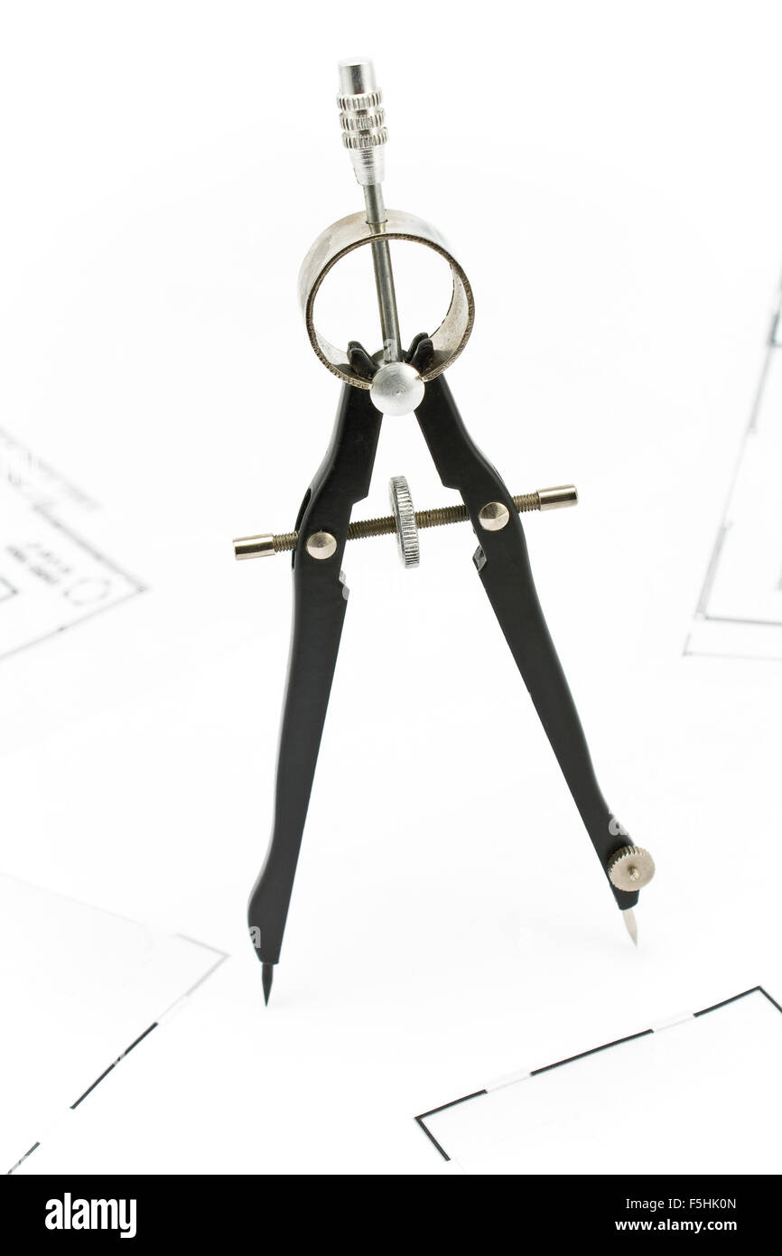 Drawing Compass on white background Stock Photo Alamy