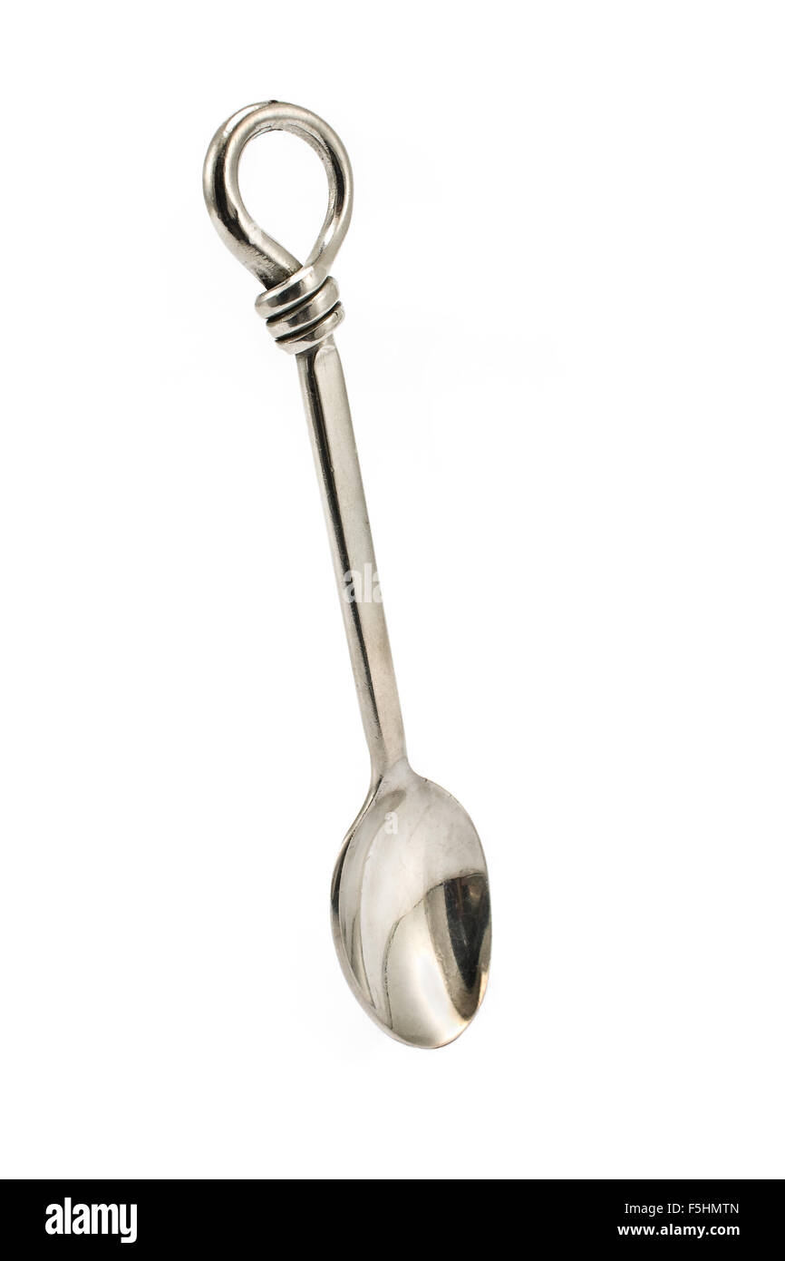 Silver spoon isolated on white Stock Photo