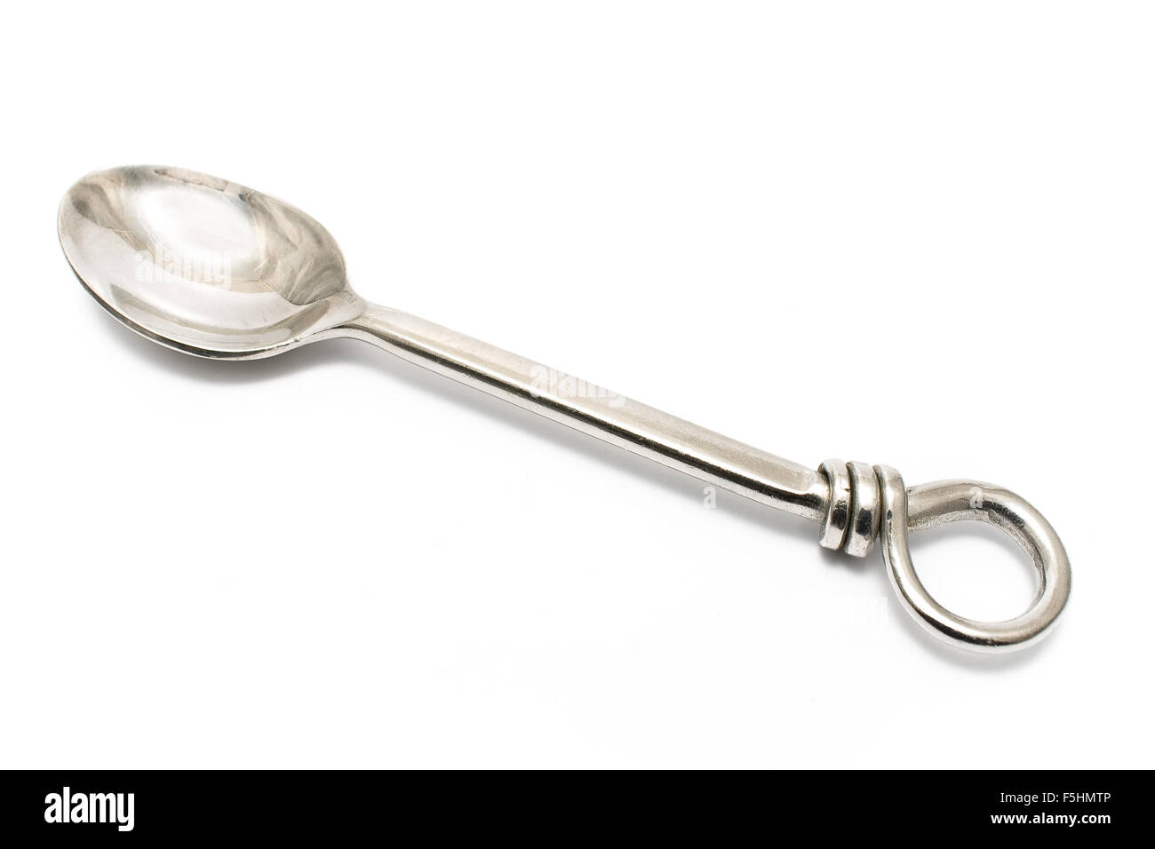 Silver spoon isolated on white Stock Photo