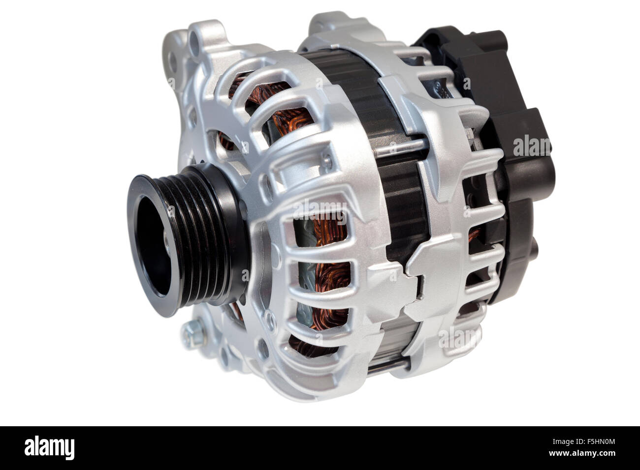 Alternator. Image of car alternator isolated on white. Clipping path included. Stock Photo