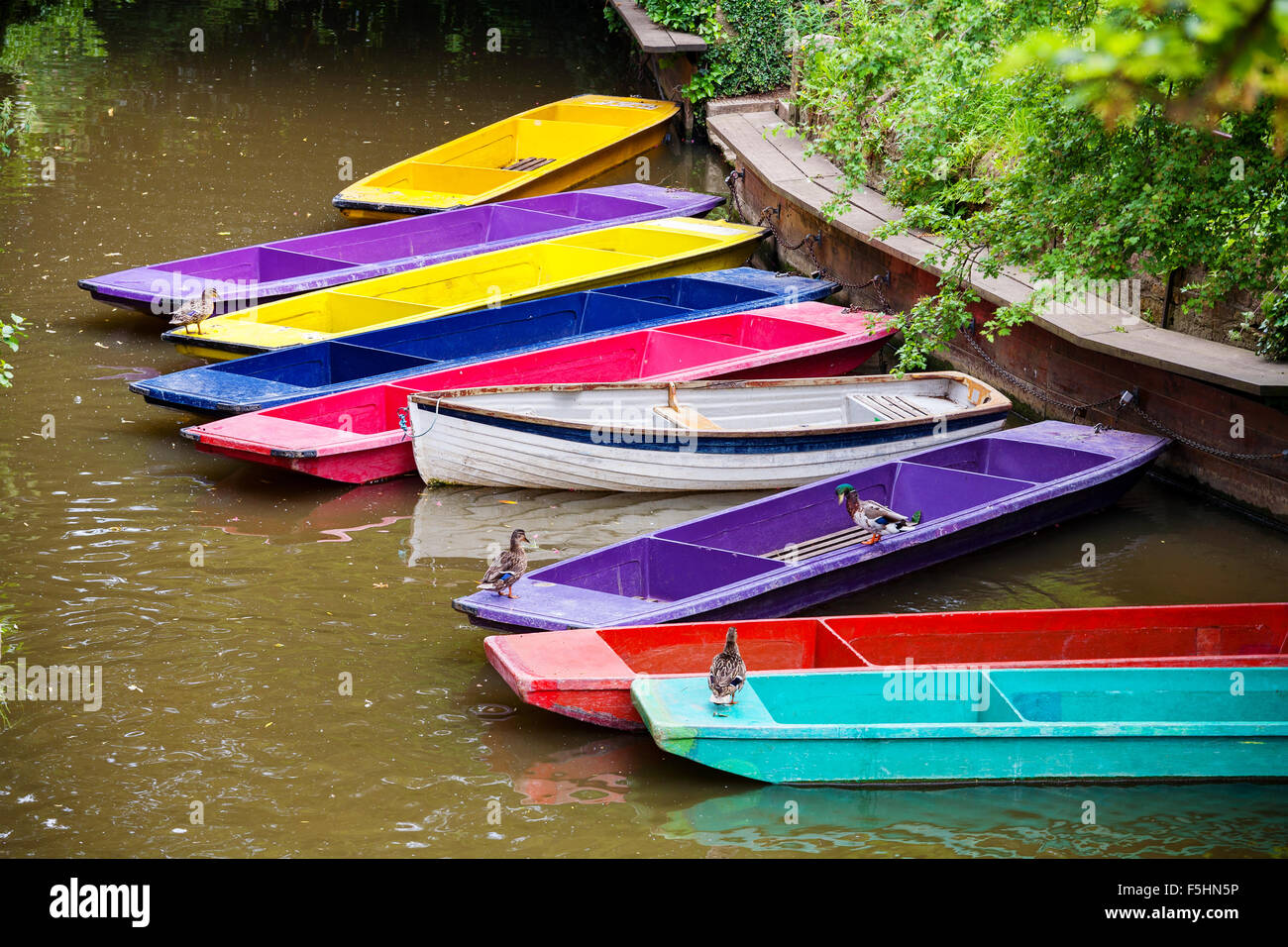 Wooden boats. Oxford, UK Stock Photo