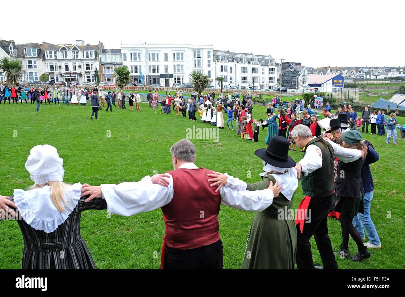 Ceilidh dancing at a Celtic festival held in Newquay, Cornwall, UK Stock Photo