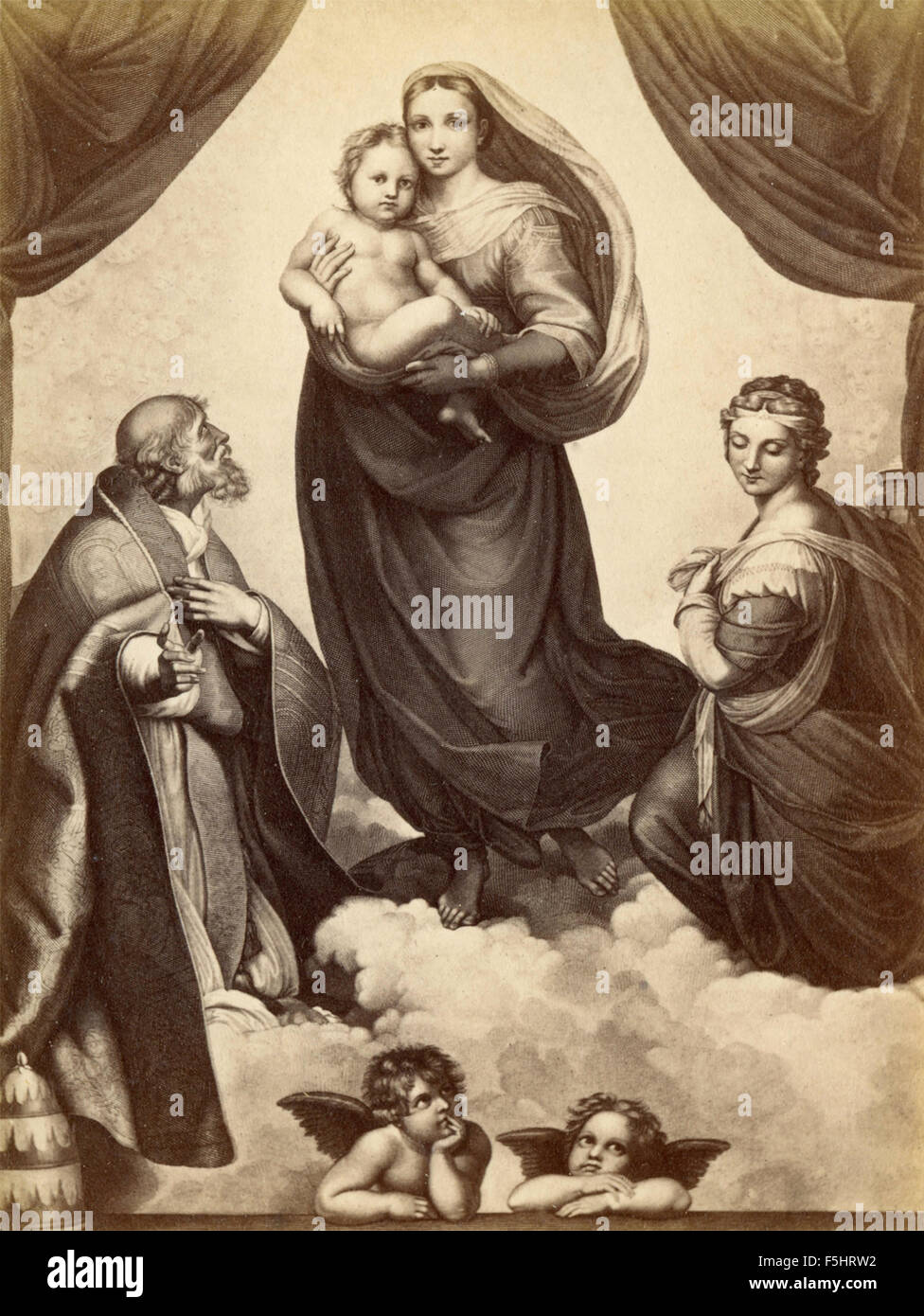 Madonna di San Sisto, engraving by Raphael Stock Photo