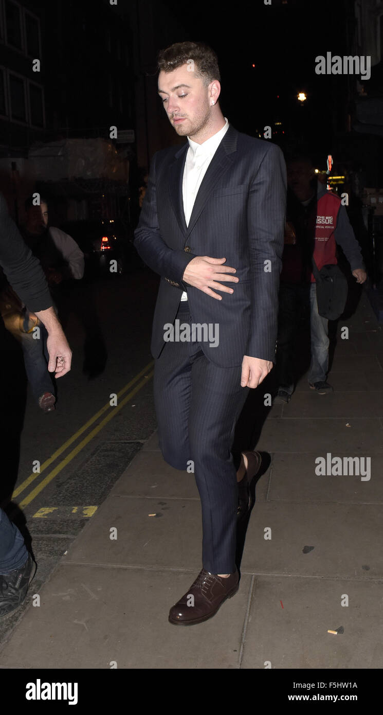 Celebrities leaving the Groucho Club Featuring: Sam Smith Where: London ...