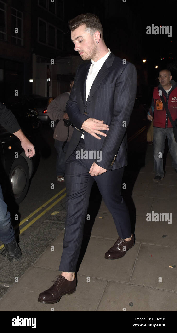 Celebrities leaving the Groucho Club Featuring: Sam Smith Where: London ...