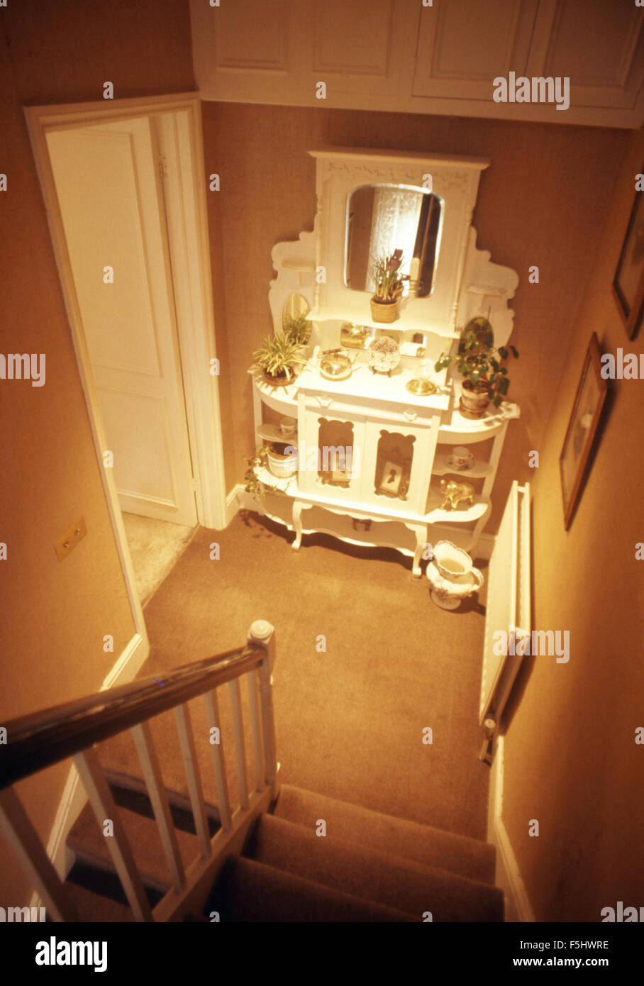 Birds Eye View Of A Painted Dresser And Overmantel Mirror On A