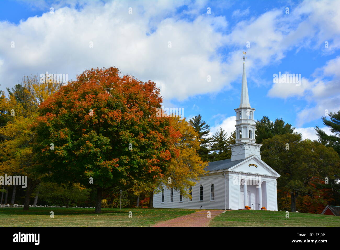 Martha Mary Chapel located in Sudbury, Massachusetts in Autumn Stock Photo