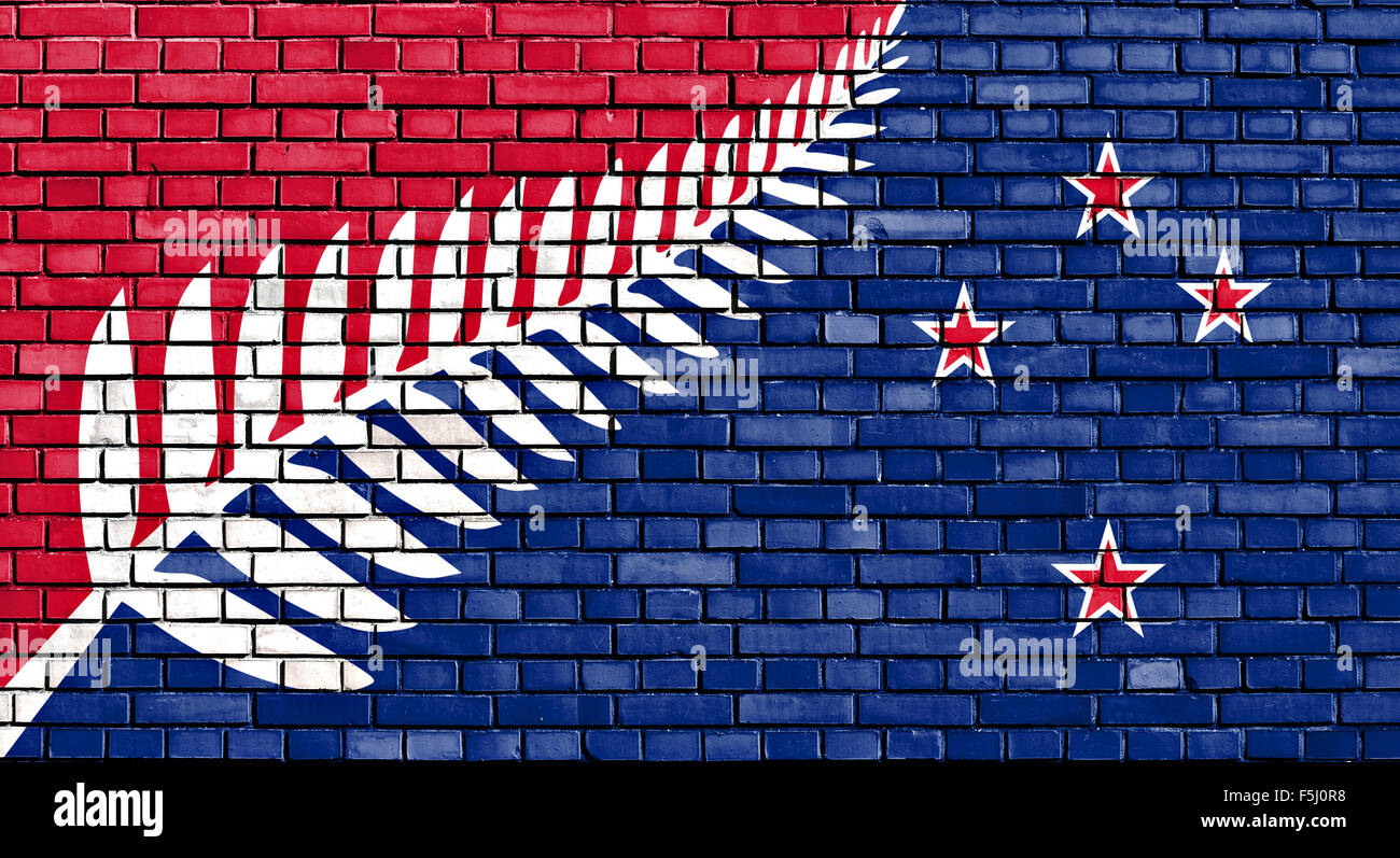 proposed flag of New Zealand painted on brick wall Stock Photo
